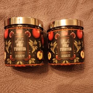 Apple Pom Twister Candles with Gold Lids